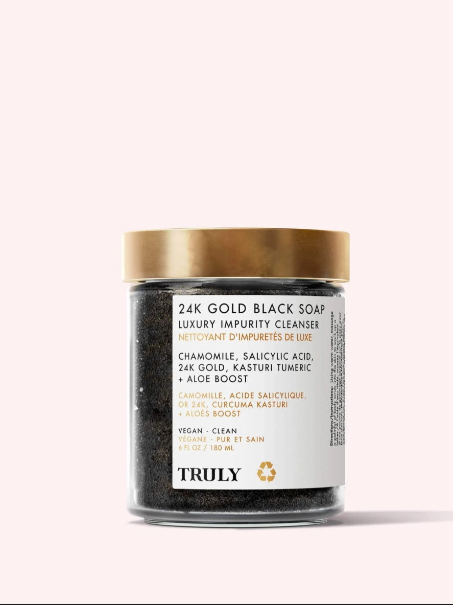 JABON NEGRO DE ORO DE 24 KILATES ,Limpiador de impurezas de lujo.