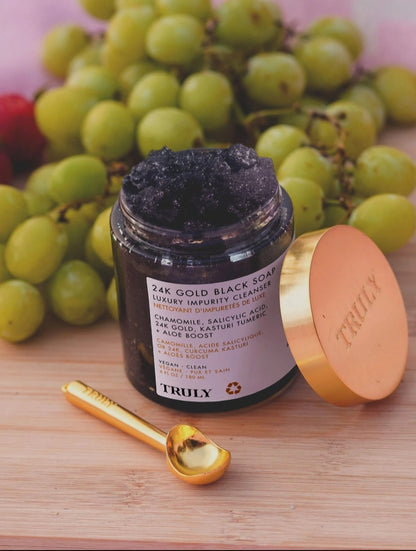 JABON NEGRO DE ORO DE 24 KILATES ,Limpiador de impurezas de lujo.